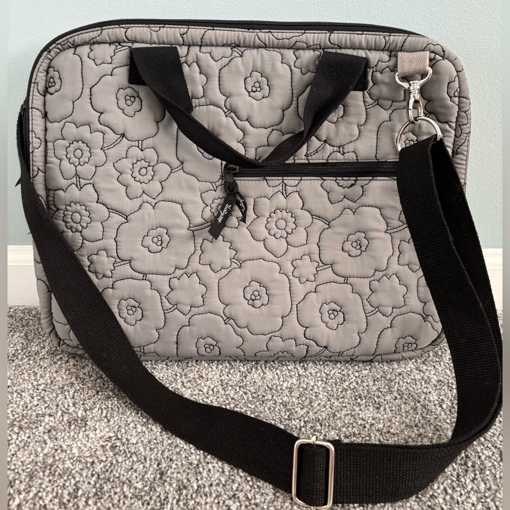 Thirty -One Floral Quilted Laptop Bag with Black Strap